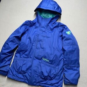 New Burton Snowboard Jacket Kids 10/12 L Blue Dryride Waterproof Hooded